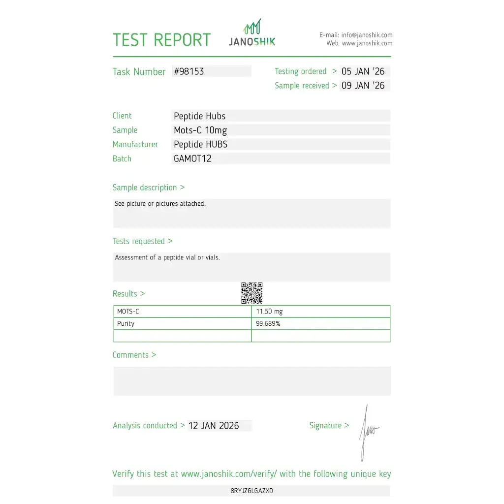 mots-c product testing certification