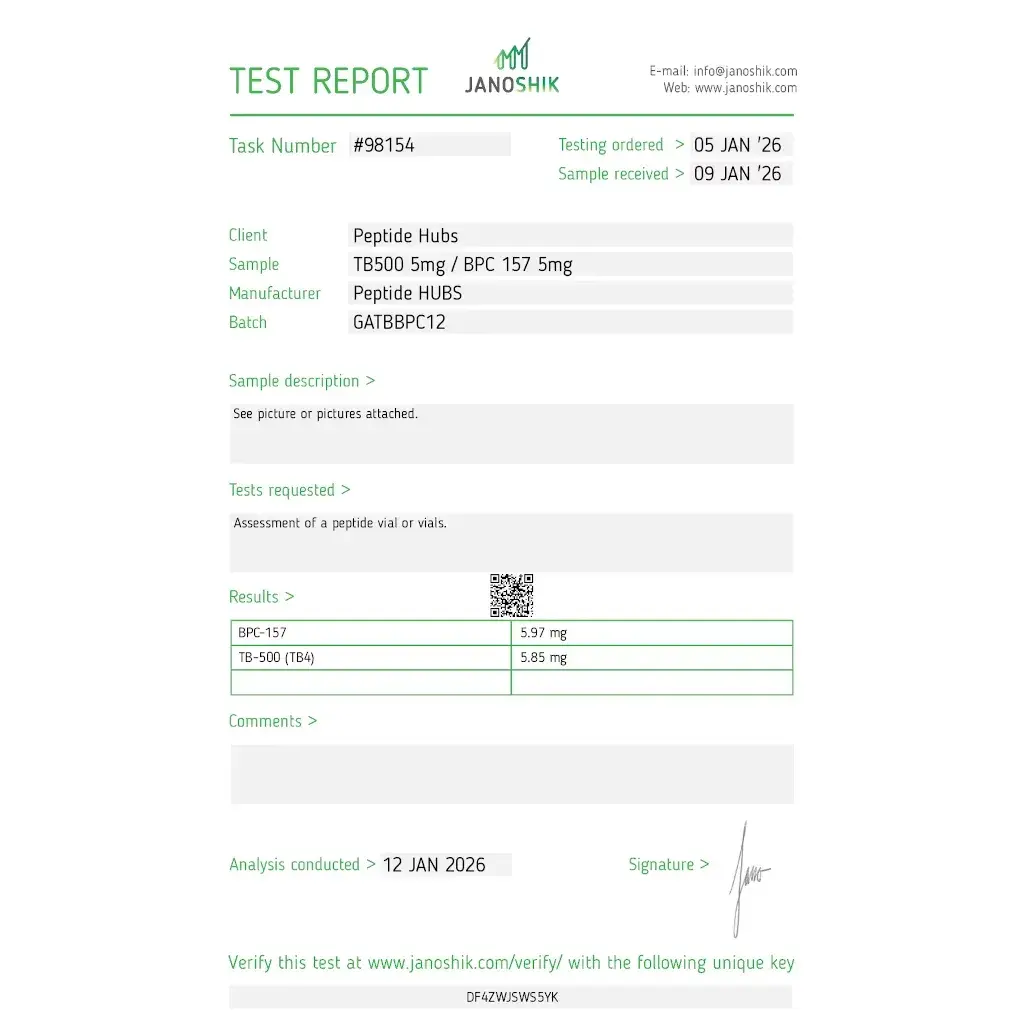 tb 500/bpc 157 product testing certification